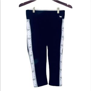 Nwot Victoria’s Secret Pink: Extra Small Black & Grey Logo Workout Leggings